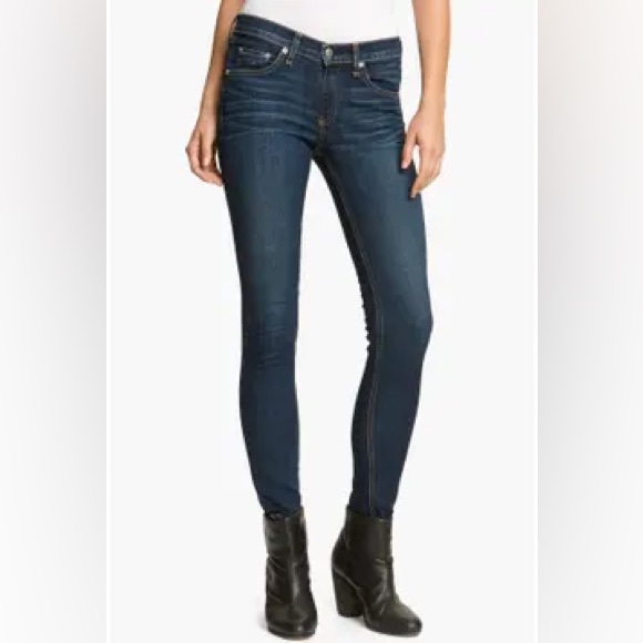 RAG & BONE STRETCH SKINNY JEANS Low rise slim through hip & thigh ankle length - Picture 2 of 7